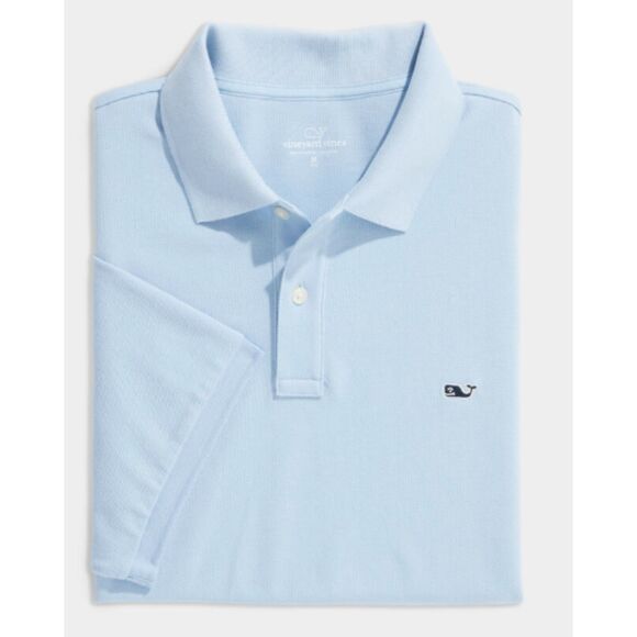~ Vineyard Vines Small Heritage Polo Shirt Light Blue Short Sleeves Whale Cotton - Picture 1 of 13